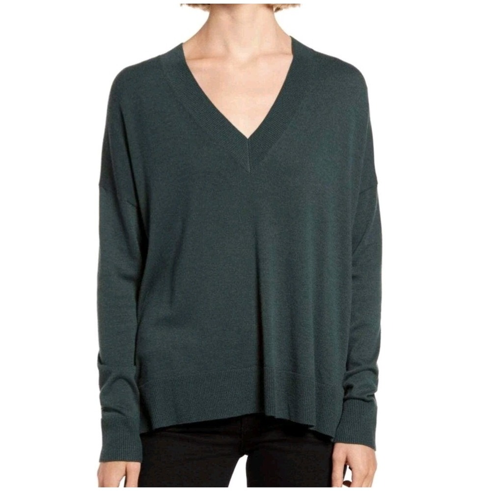 Chelsea28 Dark Green Oversized V-Neck Sweater Plus XXL NWT High-Low Neutral